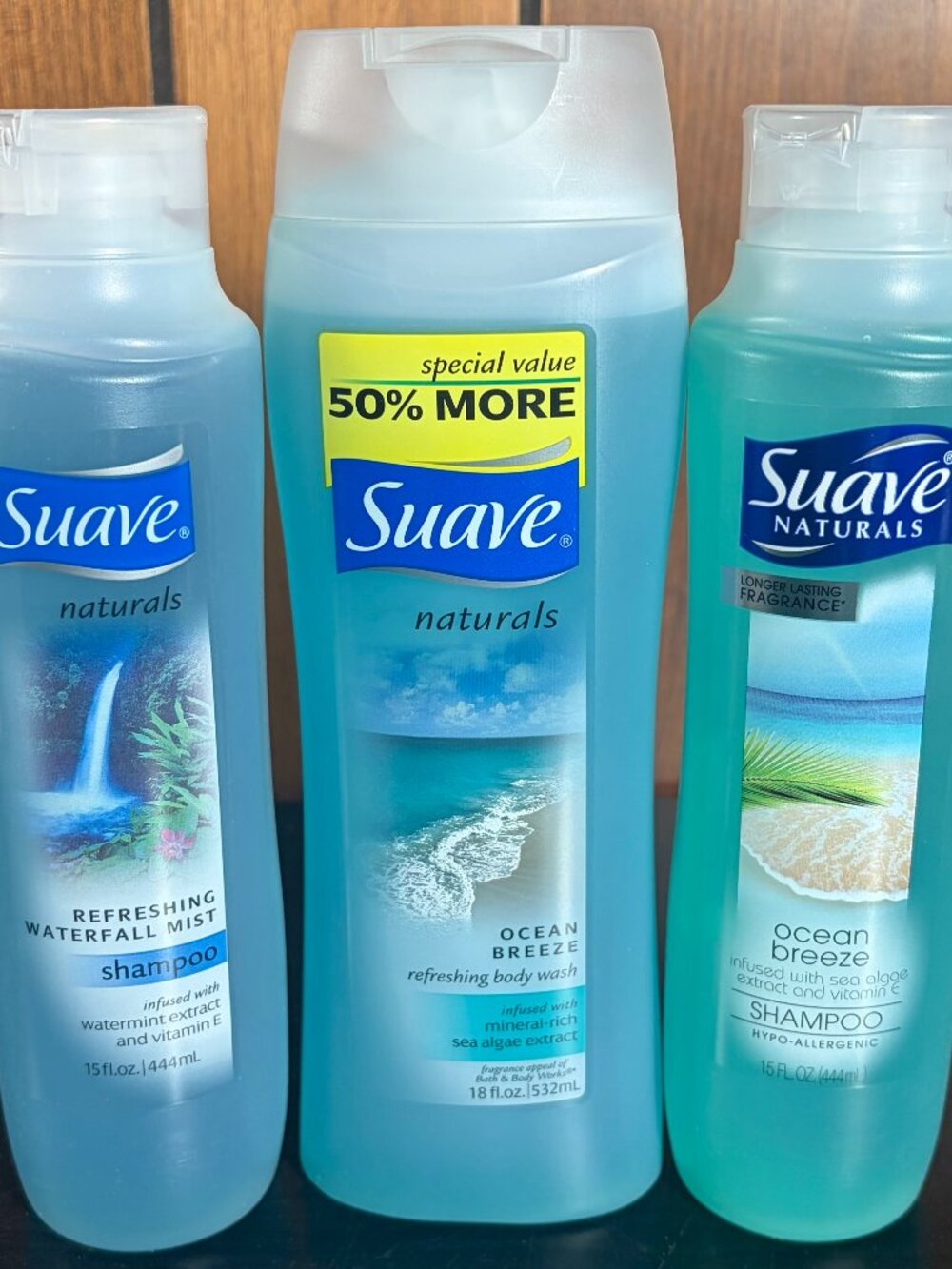 Suave Discontinued Waterfall Mist & Ocean Breeze Shampoo -Ocean Breeze Body Wash